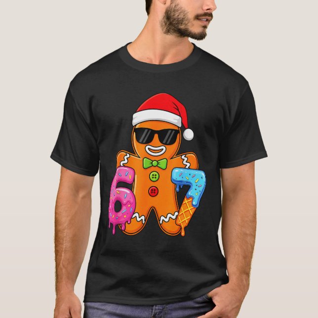 Funny Gingerbread Six Seven 67 Ice Cream Drip Chri T-Shirt (Vorderseite)