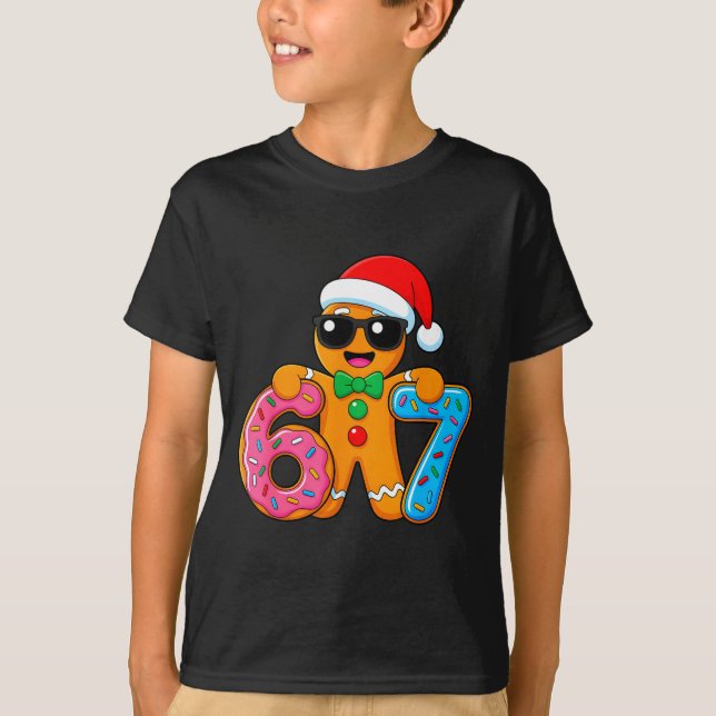 Funny Gingerbread Six Seven 67 Ice Cream Drip Chri T-Shirt (Vorderseite)