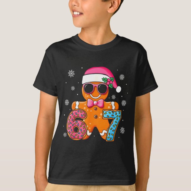 Funny Gingerbread Six Seven 67 Ice Cream Drip Chri T-Shirt (Vorderseite)