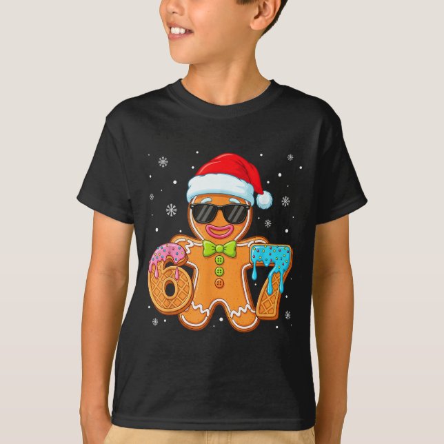 Funny Gingerbread Six Seven 67 Ice Cream Drip Chri T-Shirt (Vorderseite)