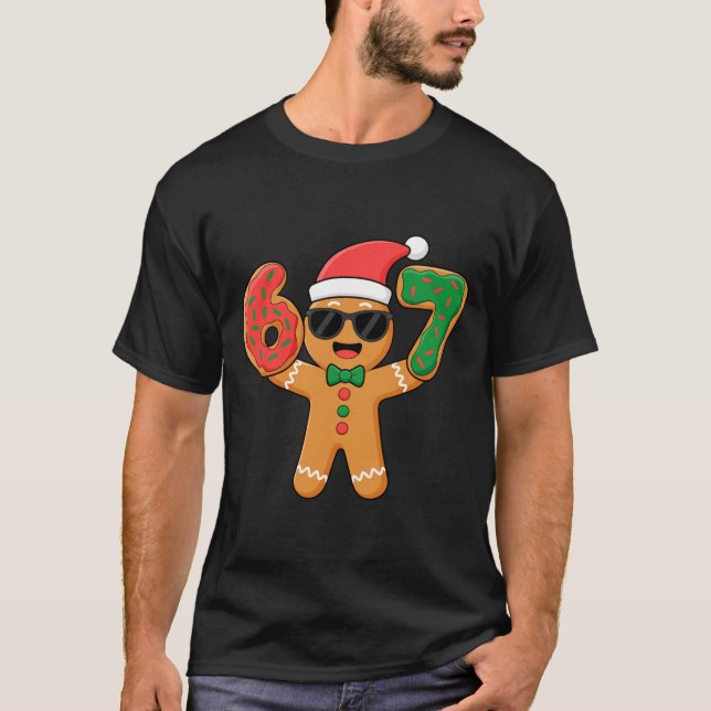 Funny Gingerbread Six Seven 67 Ice Cream Drip Chri T-Shirt (Vorderseite)