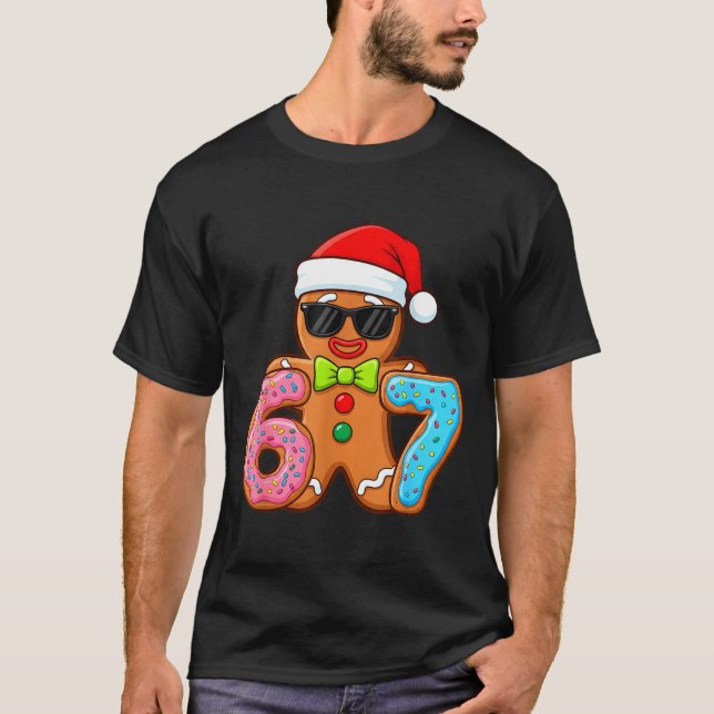 Funny Gingerbread Six Seven 67 Ice Cream Drip Chri T-Shirt (Vorderseite)