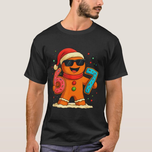 Funny Gingerbread Six Seven 67 Ice Cream Drip Chri T-Shirt (Vorderseite)