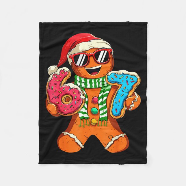 Funny Gingerbread Six Seven 67 Meme Ice Cream Chri Fleecedecke (Vorderseite)