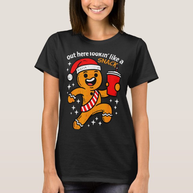 Funny Gingerbread Snack Christmas Xmas Teens Girls T-Shirt (Vorderseite)