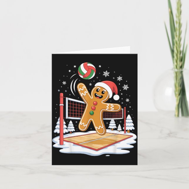 Funny Gingerbread Volleyball Player Christmas  Karte (Vorderseite)