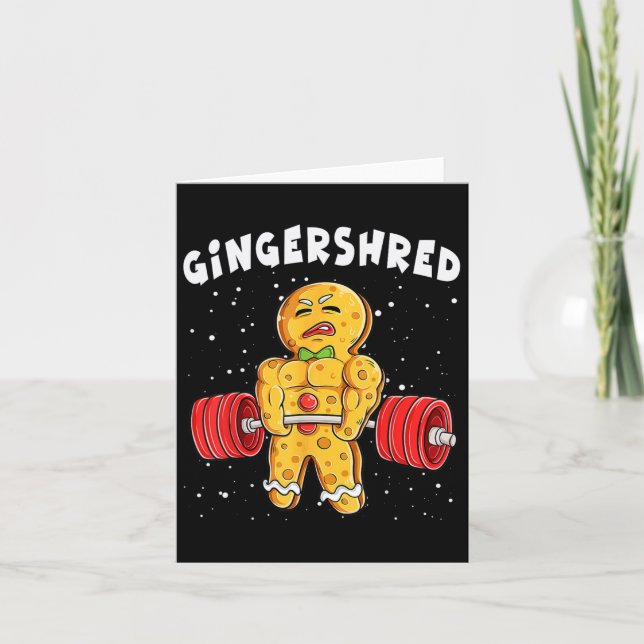 Funny Gingerbread Xmas Deadlift T-Shirt Erwachsene Karte (Vorderseite)