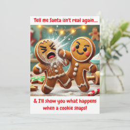 Funny Gingerbreman Argue über Santa Feiertagskarte
