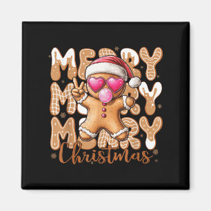 Funny Gingerbrot Cookie Peace Sign Merry Ch Magnet