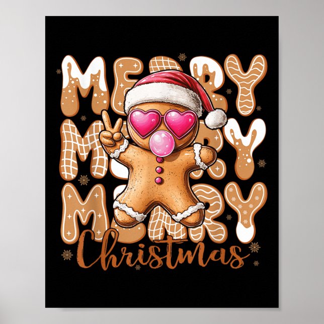 Funny Gingerbrot Cookie Peace Sign Merry Ch Poster (Vorne)