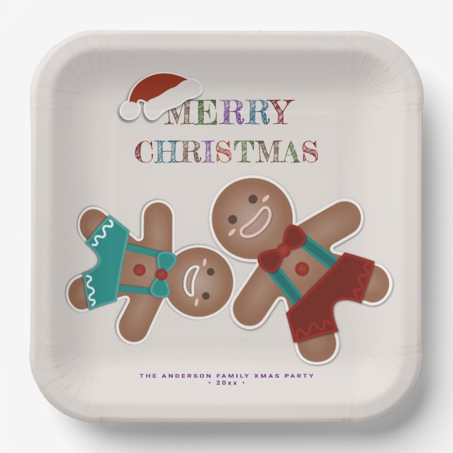 Funny Gingerbrot Cookies Weihnachtsfeier Pappteller (Vorderseite)