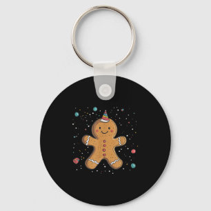 Funny Gingerbrot Man mit Party-Hutkostüm Schlüsselanhänger
