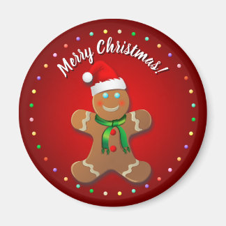 Funny Gingerbrot Man mit Red Christmas Hat Magnet