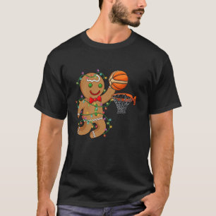 Funny Gingerbrot Playing Basketball Weihnachtslied T-Shirt