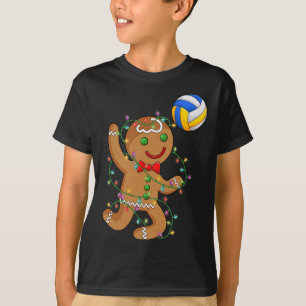 Funny Gingerbrot Playing Volleyball Weihnachtslied T-Shirt