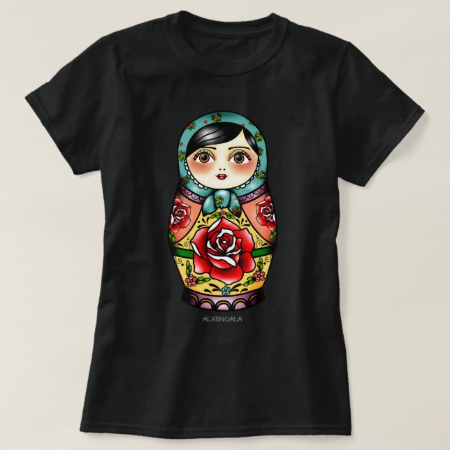Funny Gips Nesting Doll - Red Palette Blume Mat T-Shirt (Design vorne)