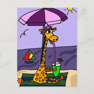 Funny Giraffe am Strand Postkarte