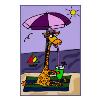Funny Giraffe am Strandposter