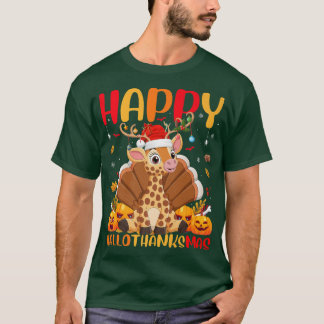 Funny Giraffe Animal Lover Happy Giraffe HelloThan T-Shirt