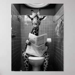 Funny Giraffe auf der Toilette Poster