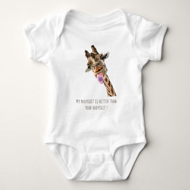 Funny Giraffe Baby Bodysuit - Custom Text Strampler (Vorderseite)