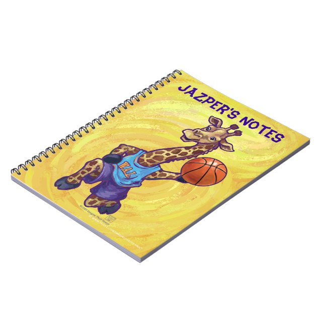 Funny Giraffe Basketball Player Notizblock (Linke Seite)