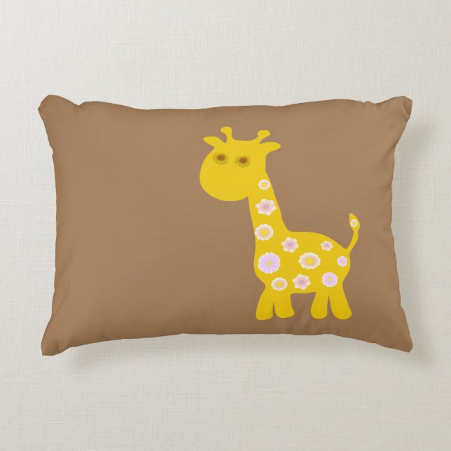 Funny Giraffe Blume Retromuster Dekokissen (Vorderseite)