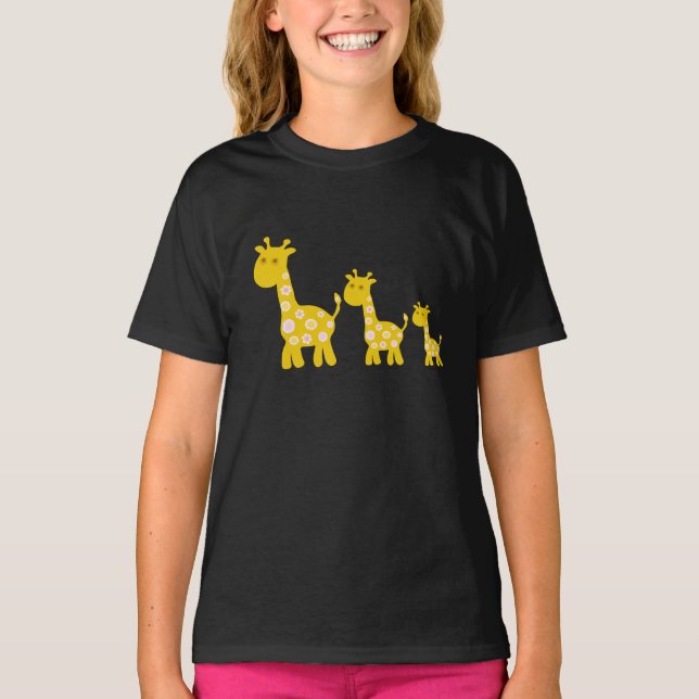 Funny Giraffe Blume Retromuster T-Shirt (Vorderseite)