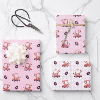 Funny Giraffe Collection - Rosa Geschenkpapier Set
