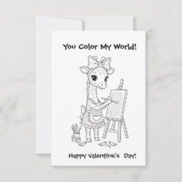 funny Giraffe Coloring Maze Classroom Valentine  Dankeskarte