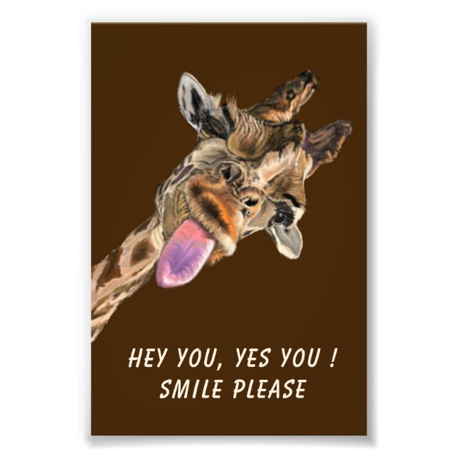Funny Giraffe Custom Text Poster Wählen Sie Farben (Vorne)