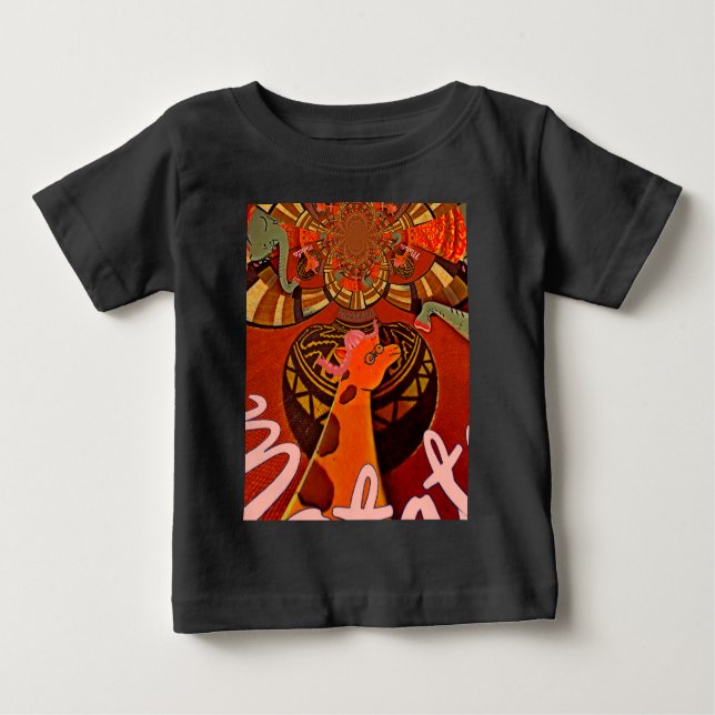 Funny Giraffe: Ein kaleidoskopischer afrikanischer Baby T-shirt (Vorderseite)