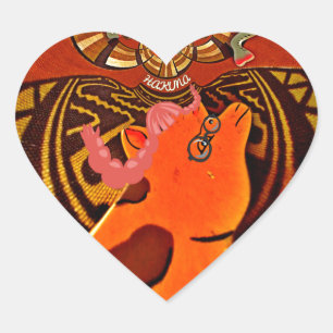 Funny Giraffe: Ein kaleidoskopischer afrikanischer Herz-Aufkleber
