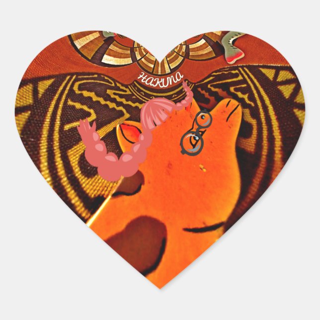 Funny Giraffe: Ein kaleidoskopischer afrikanischer Herz-Aufkleber (Vorderseite)