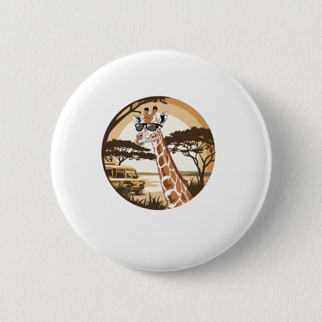 Funny Giraffe Family Sonnenbrille Zoo Afrika Button (Vorderseite)