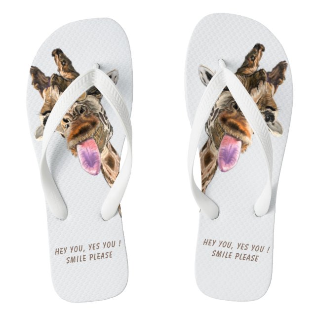 Funny Giraffe Flip Flops Lächeln - Benutzerdefinie (Fußbett)