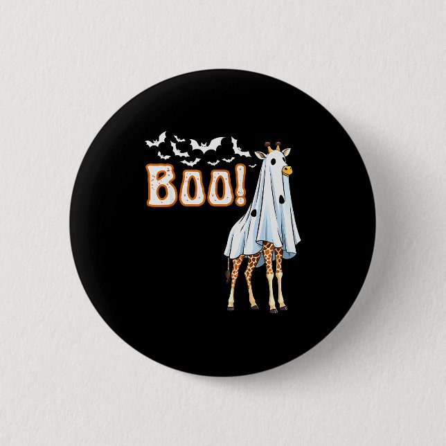 Funny Giraffe Ghost Boo Shirt Cute Animal Hallowee Button (Vorderseite)