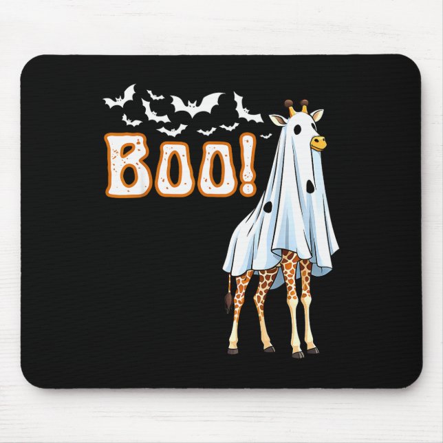 Funny Giraffe Ghost Boo Shirt Cute Animal Hallowee Mousepad (Vorne)