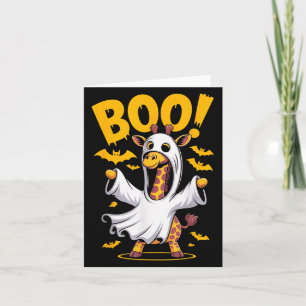 Funny Giraffe Ghost Costume Boo Halloween Outfit Karte