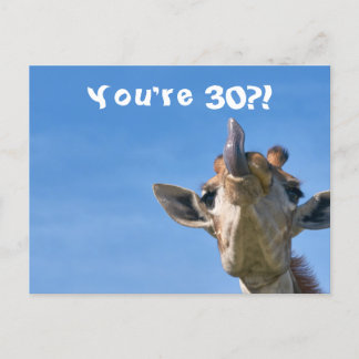 Funny Giraffe Happy 30. Geburtstag Postkarte
