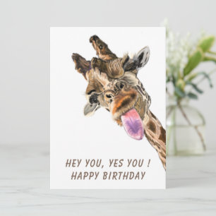 Funny Giraffe Happy Birthday Card - Lächeln