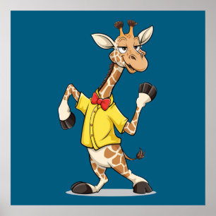 Funny Giraffe Illustration Poster