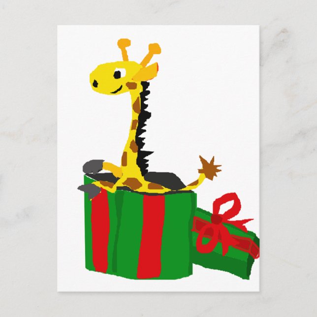 Funny Giraffe in Christmas Pressemappe Feiertagspostkarte (Vorderseite)