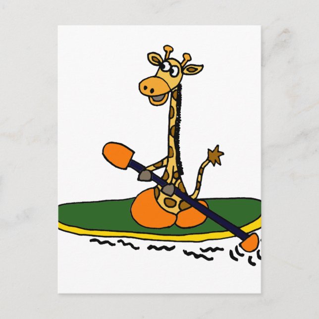 Funny Giraffe in Kayak Postkarte (Vorderseite)