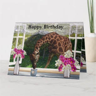 Funny Giraffe in meinem Fenster, Jumbo Birthday Ca Karte