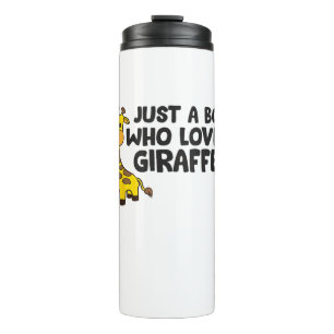 Funny Giraffe Just a Boy Who Lieben Giraffen Thermosbecher