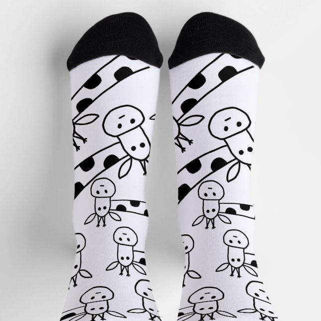Funny Giraffe Line Zeichnend Doodles Quirky Socken (Oben)