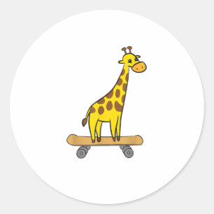 Funny Giraffe Lover Giraffe Skateboard Runder Aufkleber