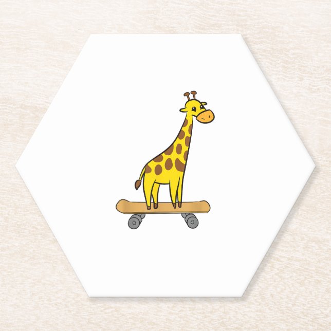 Funny Giraffe Lover Giraffe Skateboard Untersetzer (Vorderseite)