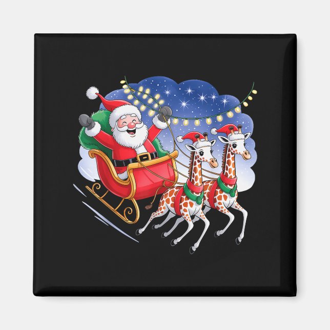 Funny Giraffe Lover Xmas Giraffe Santa Christmas S Magnet (Vorne)